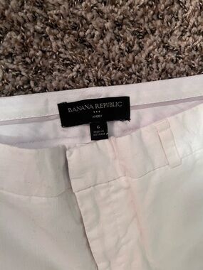 Banana Republic White Women's Linen Pants with Hidden Hook Closure